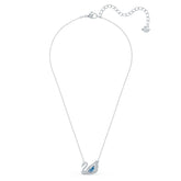 Swan necklace, Swan, Blue, Rhodium plated